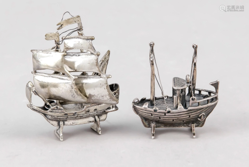 Two miniature ships, 20th c.,