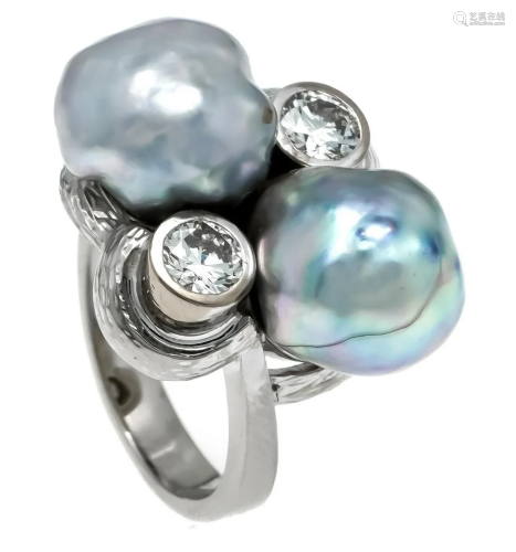 Pearl-cut diamond ring WG 750/