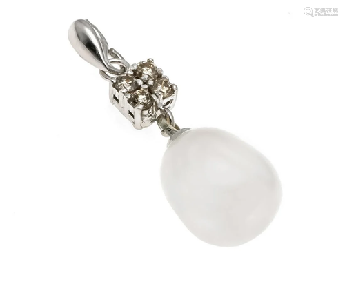 Cultured pearl diamond pendant