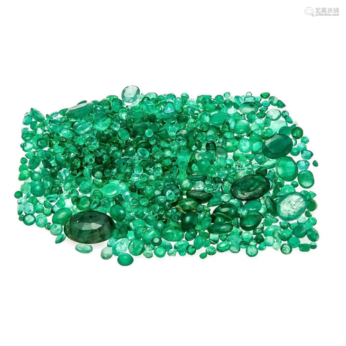 Large assortment of emeralds,