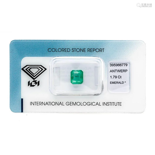 Emerald 1,79 ct, emerald cut,