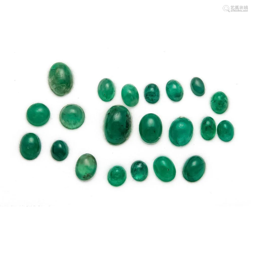 mixed lot of emerald cabochons