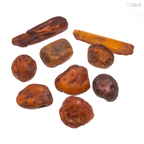 Raw amber assemblage, 9 chunks