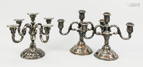 Three table candlesticks, 20th