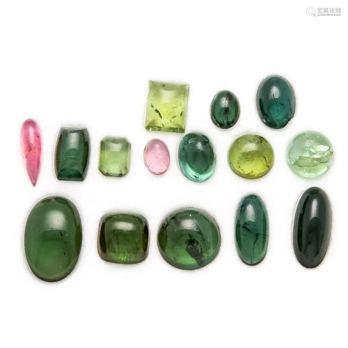 Tourmaline cabochons, total 58