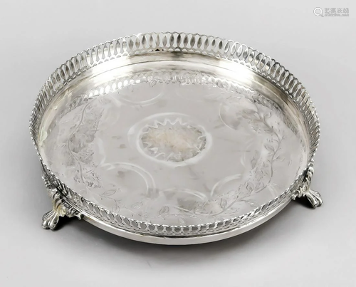 Round tray, 20th c., plated, o