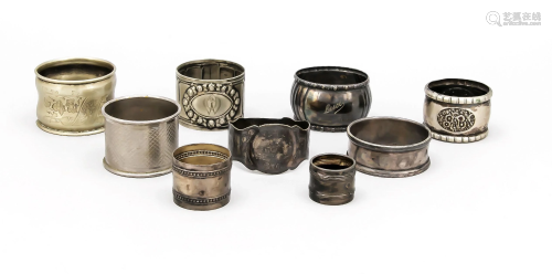 Set of nine napkin rings, 19th