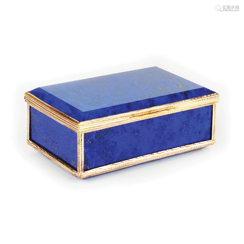 A gilt copper mounted lapis-lazuli snuff box, 18th