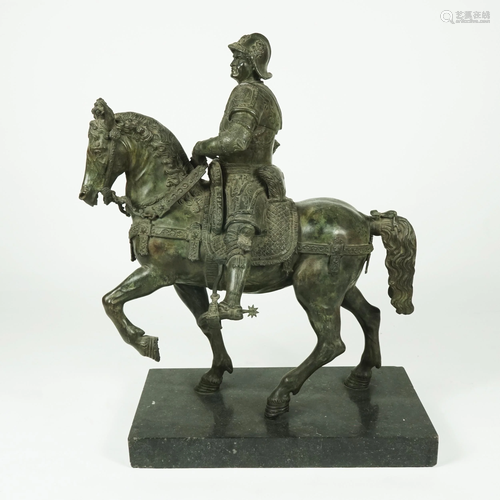 A patinated bronze figure of Bartolomeo Colleoni