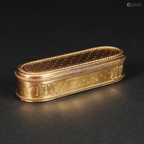 A French guilloché 18kt. gold oval snuff box, late