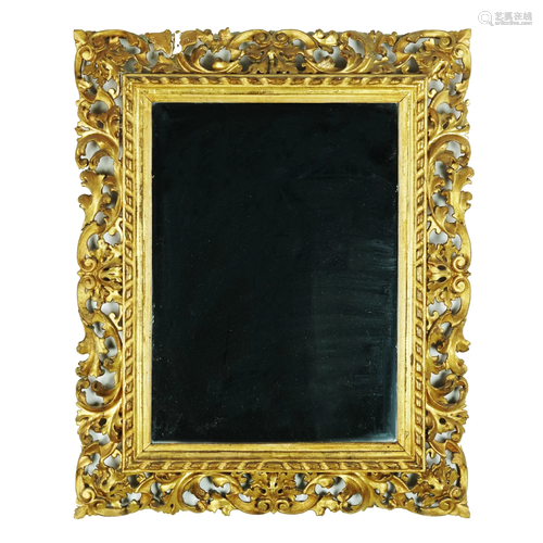 A Florentine carved gilt wood wall mirror, 19th century