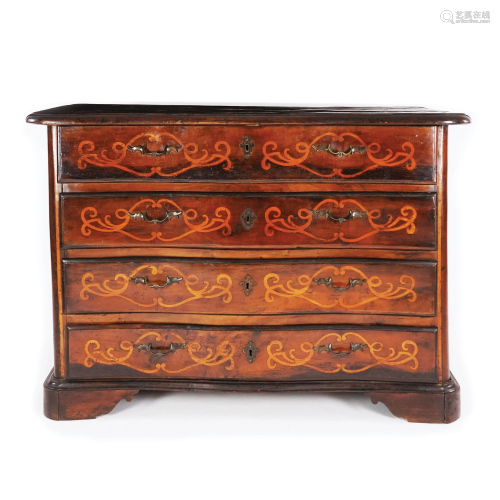 A Central Italy inlaid walnut venereed drawer, 18th