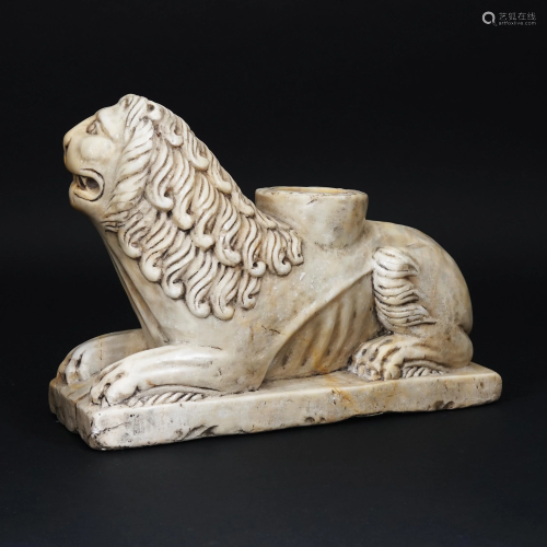 A white marble stylophore lion