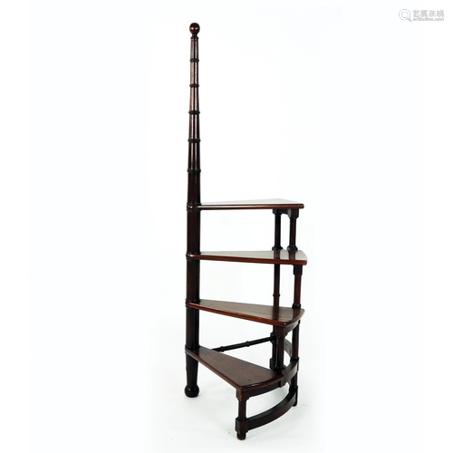 A mahogany library ladder, 19th century