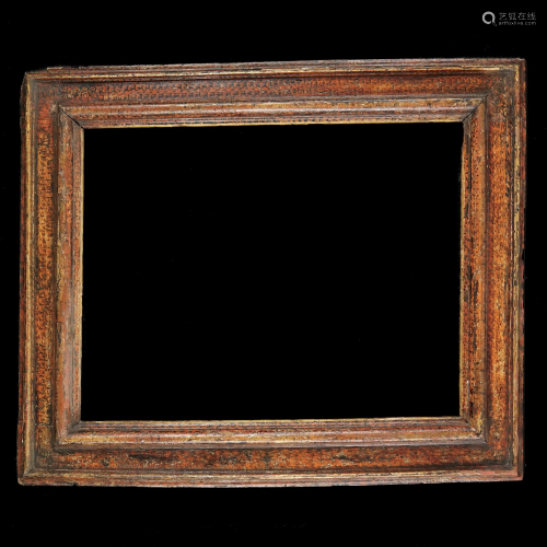 A Marche partially gilt lacquered wood frame, 17th