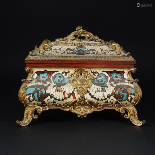 A French ormolu mounted lacquered wood casket