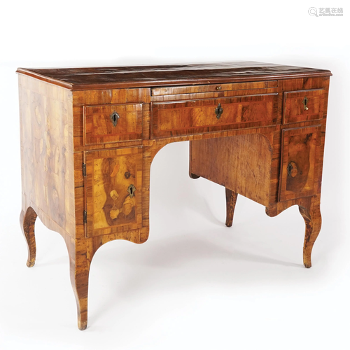 A North-Italian walut venereed center writing desk