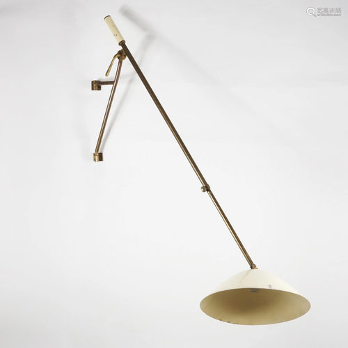 A brass and white lacquered metal hood telescopic wall