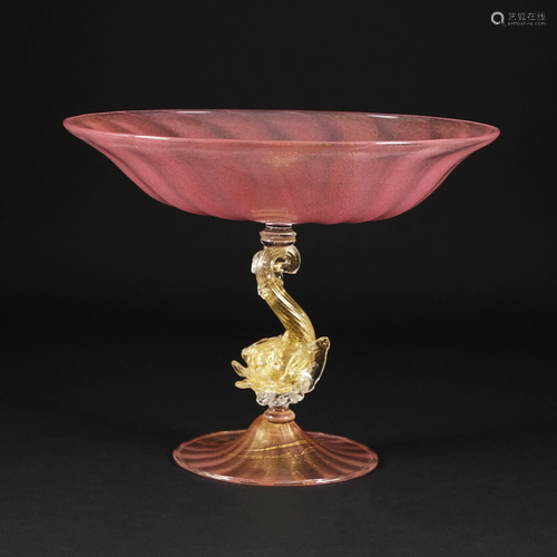 A pink and natural glass Murano stand