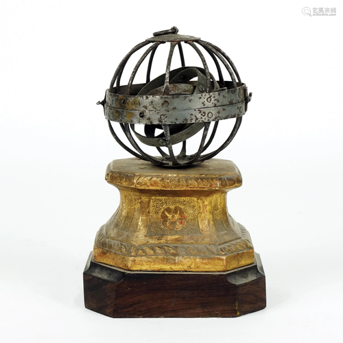 An antique iron armillary sphere