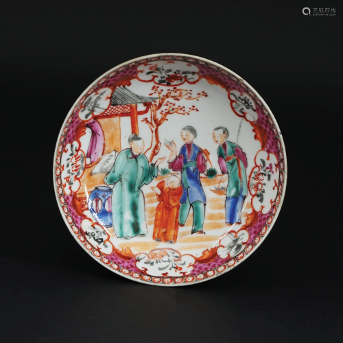 A Chinese polychrome porcelain small plate, 18th