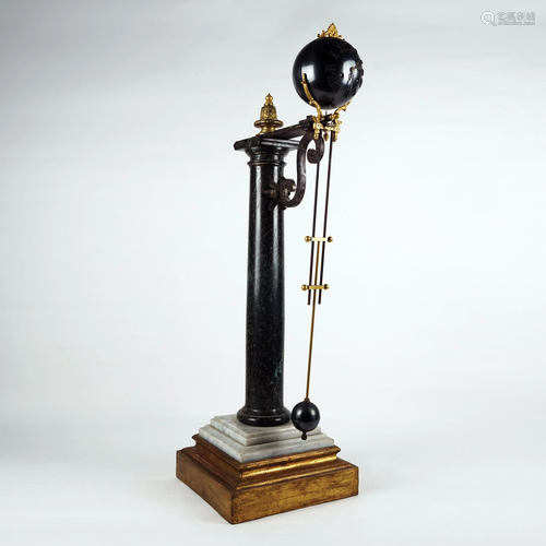 A marble and bronze large mantel clock, 19th century