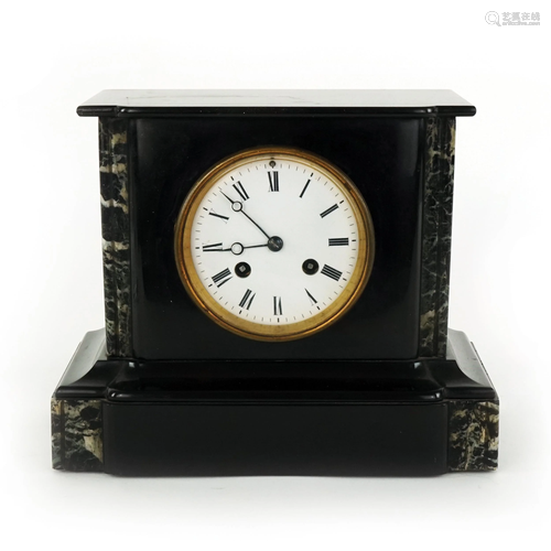 A French black marble mantel clock, 19th century