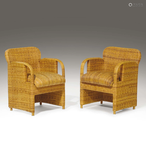 4 rattan Tlinkit armchairs, Gae Aulenti for Tecno, '90s