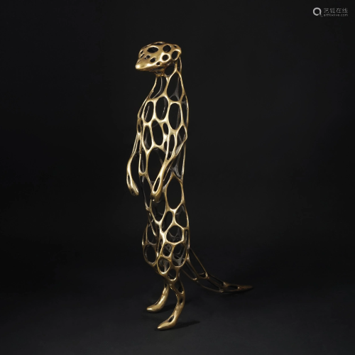 A gilt bronze modern figure of a lemur