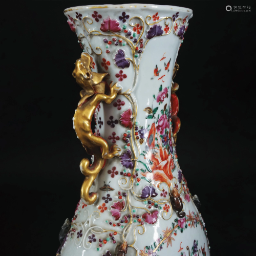 A Chinese white and polychrome porcelain vase