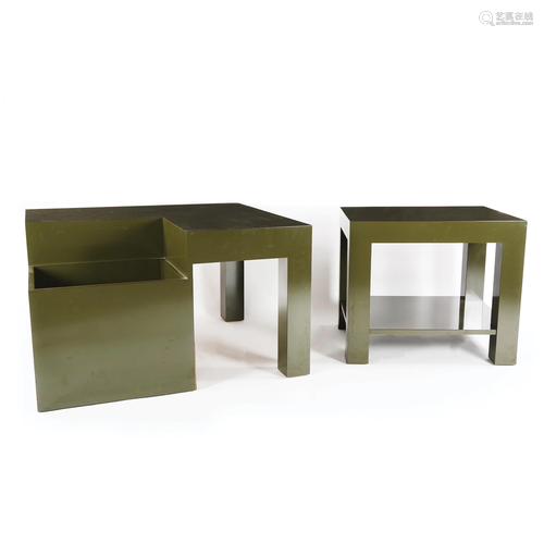 2 Italian green laminated wood sofa table