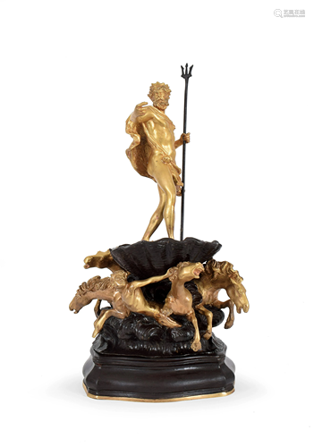 A patinated and gilt-bronze figure of Neptune