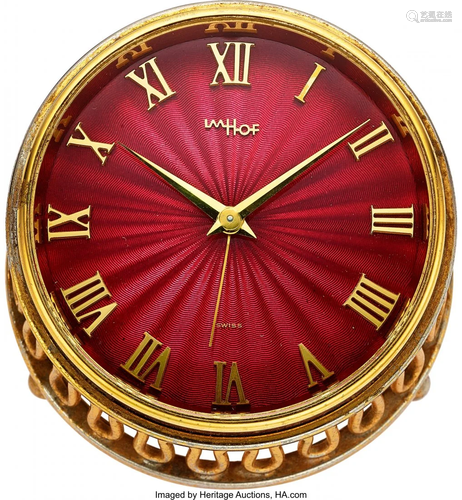 54101: IMHOF, Guilloche Enamel 8 Day Alarm Clock Case: