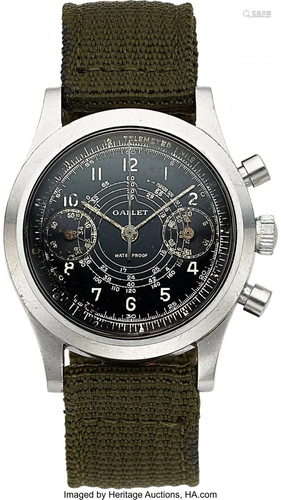 54070: Gallet, Rare MultiChron 30 Chronograph, Clamshel