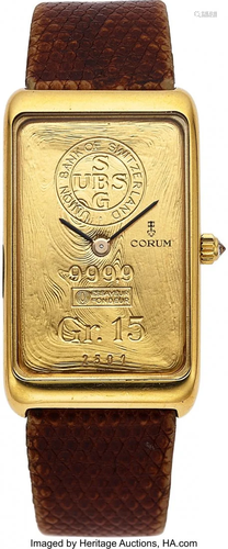 54027: Corum, 18k Gold Large Gr. 15 Gold Ingot Watch C