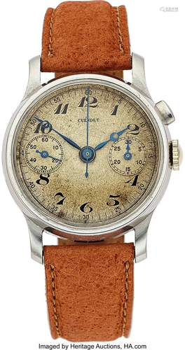 54111: Cuendet, Early Steel Monopusher Chronograph, cir