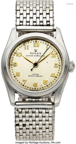 54118: Rolex, Steel Oyster Speedking, circa 1930's Cas