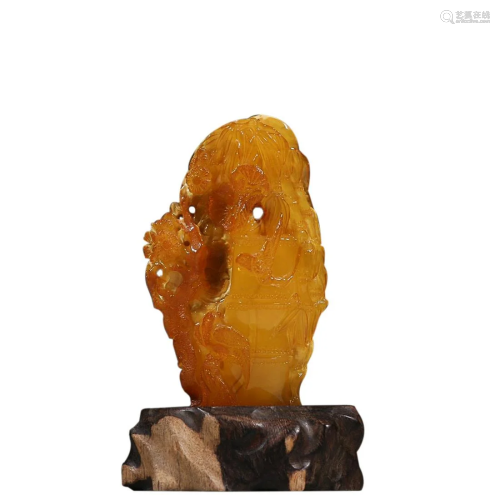 AMBER 'MAGPIE AND FLOWER' ORNAMENT
