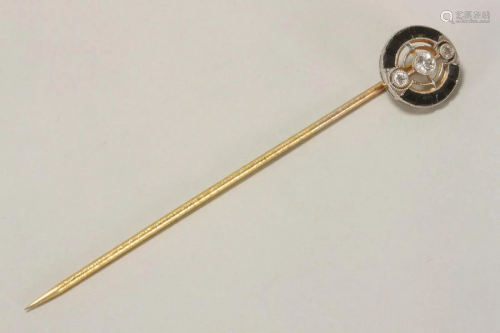 Art Deco 14ct Gold and Diamond Stick Pin,