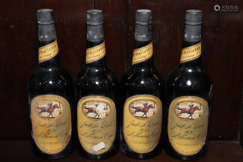 Four Bottles of St Hallett's 1978 Vintage Port,