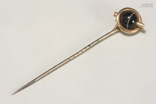 Early 20th Century Gold and Onyx Stick Pin,