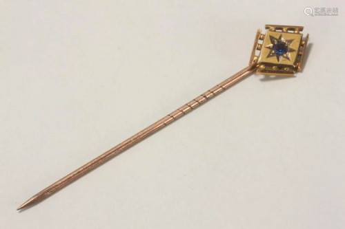 Victorian 9ct Gold and Sapphire Stick Pin,