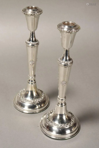 Pair of Sterling Silver Candlesticks,