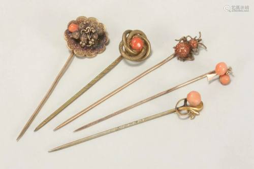 Five Assorted Stick Pins,