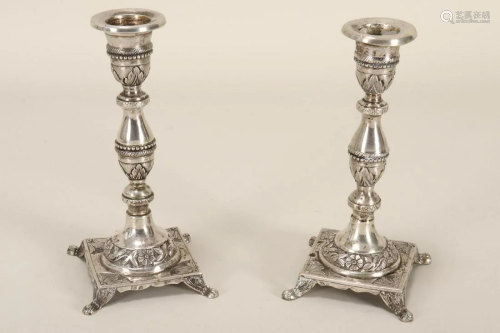 Pair of Portugese Silver Candlesticks,