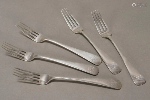 Five German 19th Century Silver Forks,