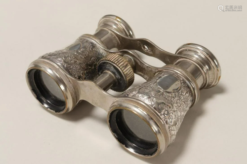 Pair of Victorian Sterling Silver Opera Glasses,