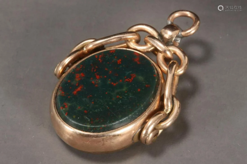 Victorian 9ct Gold Bloodstone & Agate Spinner