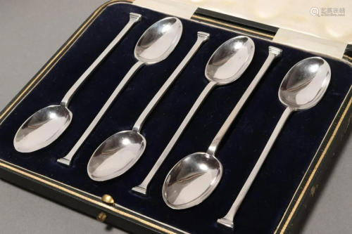 Boxed Set of Six Sterling Silver Teaspoons,