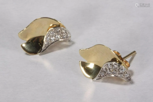Pair of Ladies 18ct Gold & Diamond Earrings,
